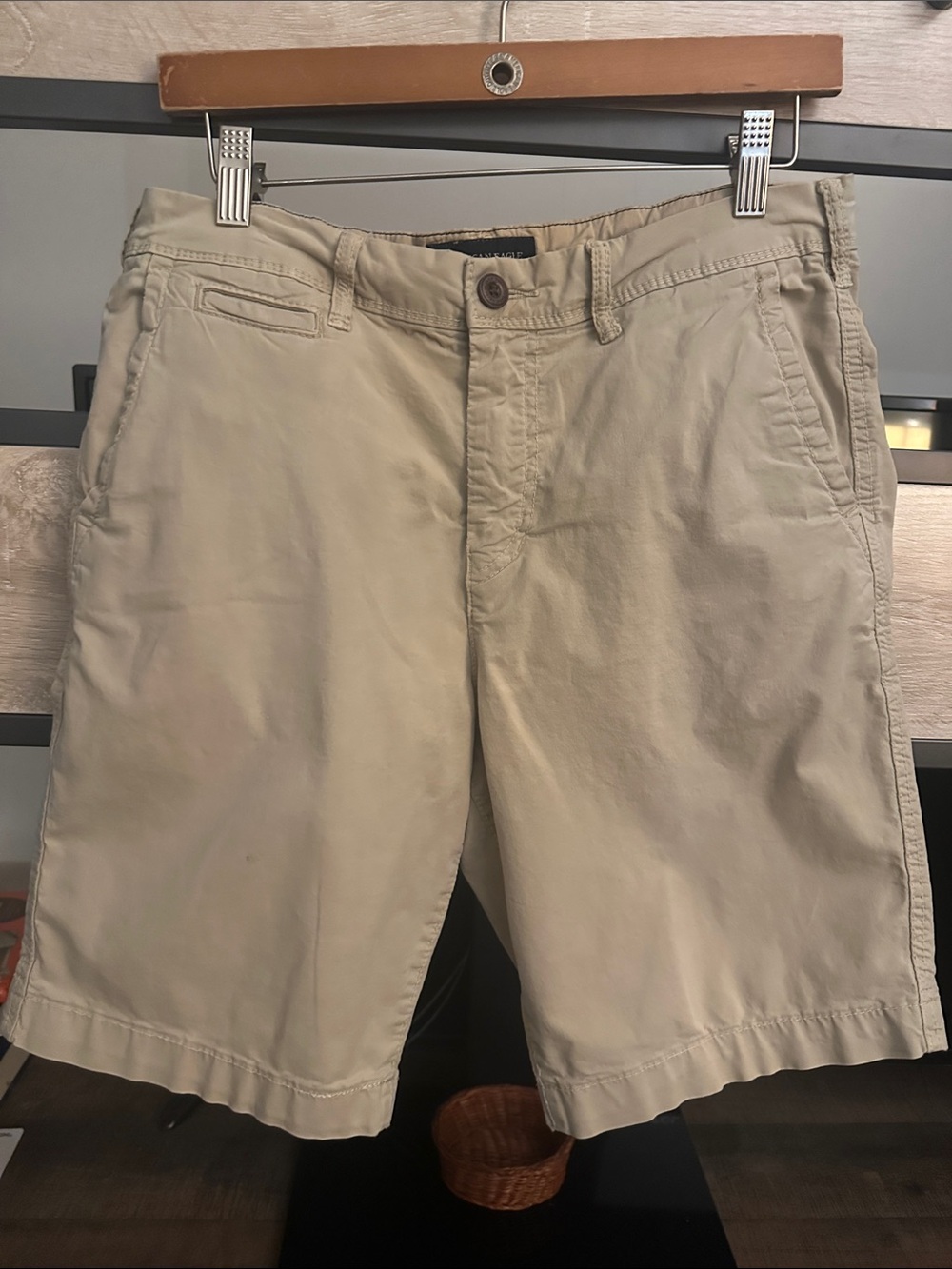 American Eagle Outfitters Beige Flat Front Chino Shorts